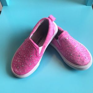 Jeweled pink slip ons